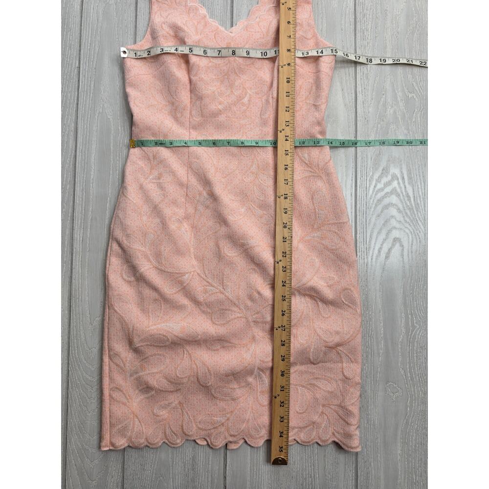 Antonio Melani Blush Pink Floral Scalloped Sleeveless Sheath Dress Size 2 - Picture 7 of 13